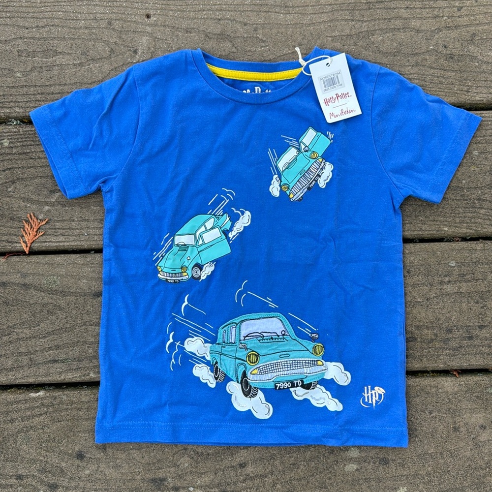 NWT Boden + Harry Potter Ford Anglia Enchanted Car Shirt, Sz 4-5